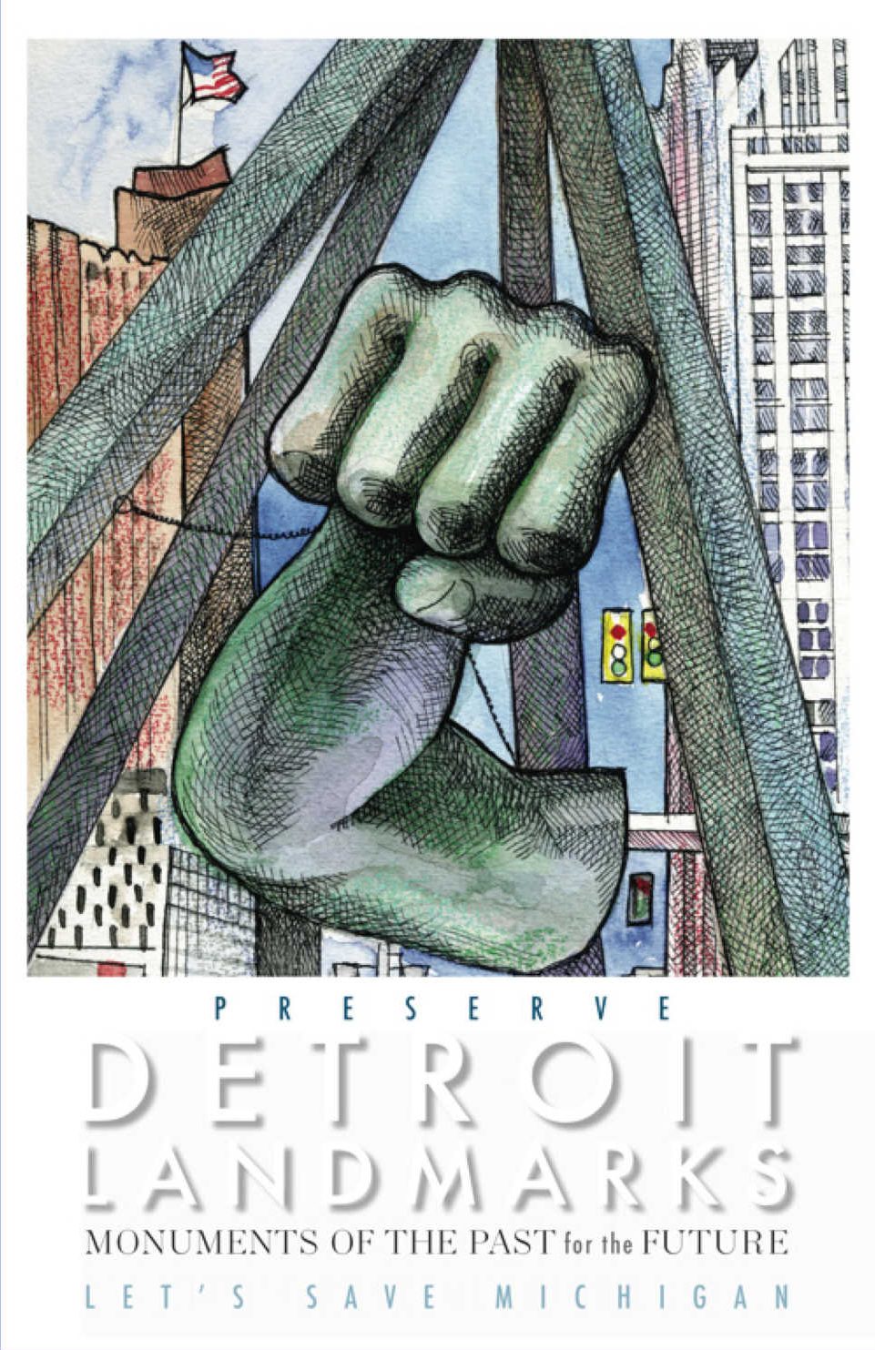 Small image of Detroit Fist Poster